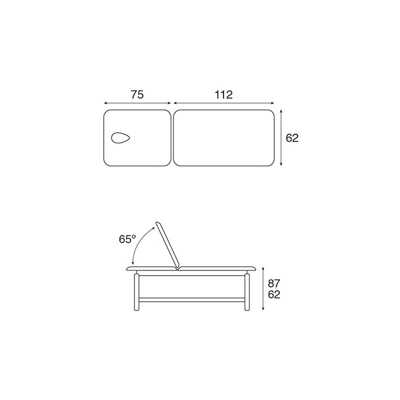 Ecopostural table de massage fixée en 2 plans C3220