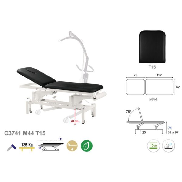 C3742 Ecopostural table de massage hydraulique en 2 plans