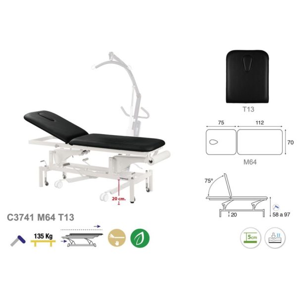 C3742 Ecopostural table de massage hydraulique en 2 plans