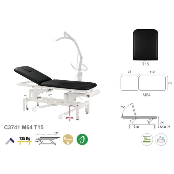 C3742 Ecopostural table de massage hydraulique en 2 plans