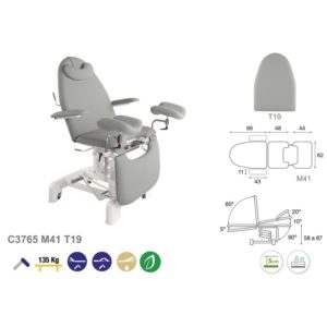 C3765 Ecopostural fauteuil de gynécologie hydraulique en 3 plans