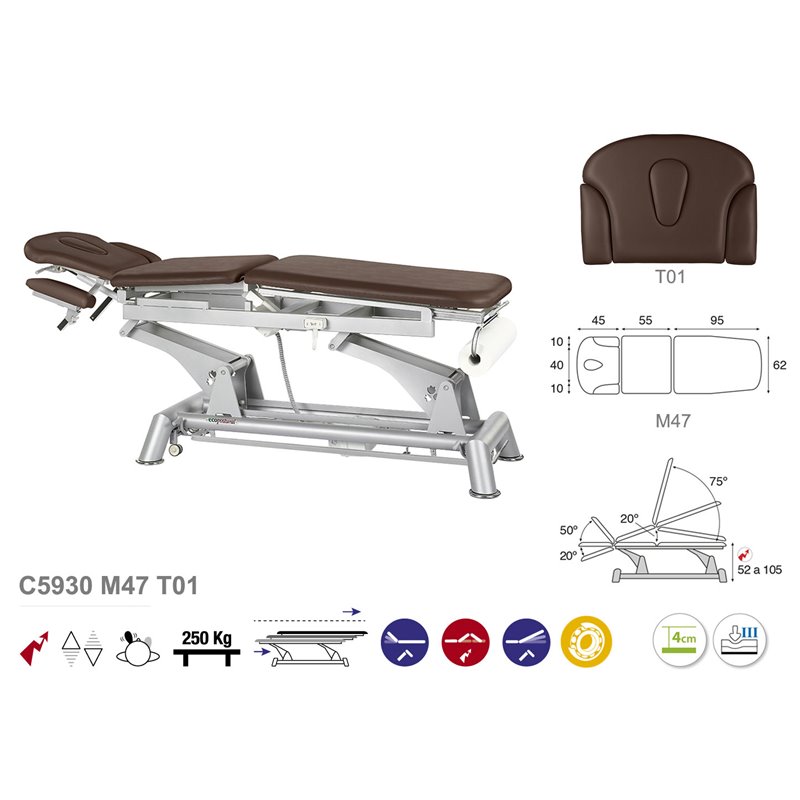 C5930 Ecopostural table de massage électrique en 3 plans