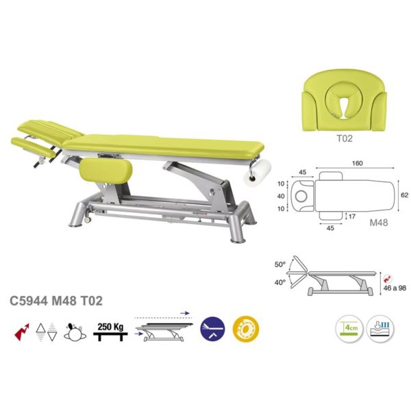 C5944 Ecopostural table de massage électrique en 2 plans