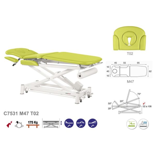 C7531 Ecopostural table de massage électrique en 3 plans