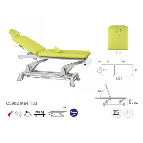 C5902 Table de massage électrique en 2 plans Ecopostural
