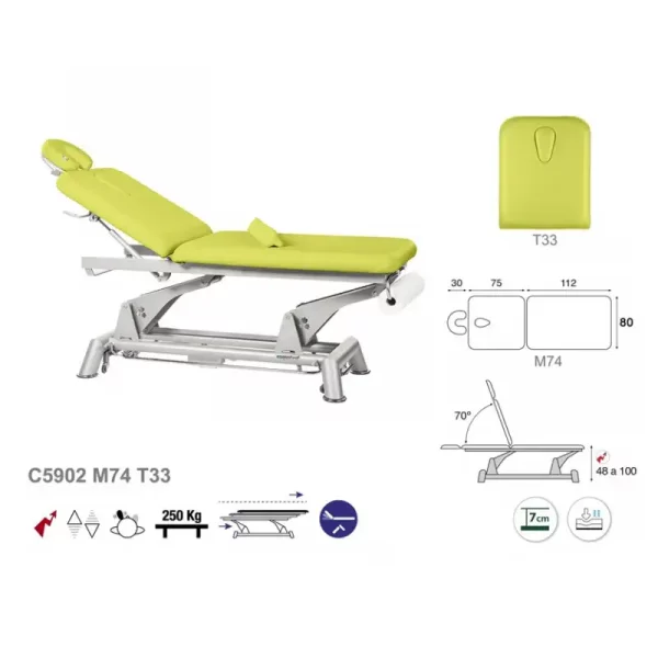C5902 Table de massage électrique en 2 plans Ecopostural