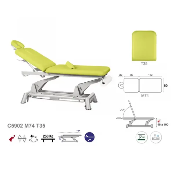 C5902 Table de massage électrique en 2 plans Ecopostural