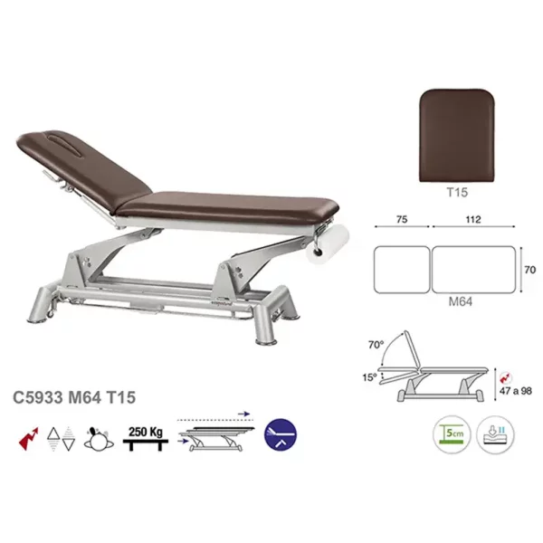 C5933 Table de massage électrique en 2 plans Ecopostural