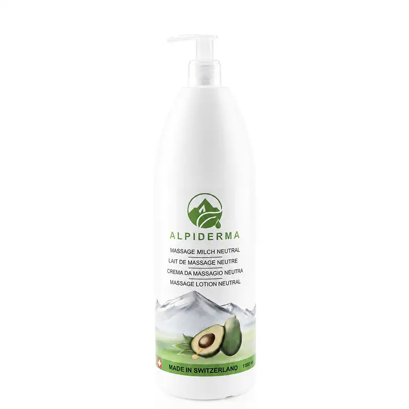 Lait de Massage Neutre Alpiderma – flacon de lotion de massage professionnelle suisse.