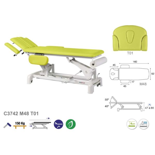 C3742 Ecopostural table de massage hydraulique en 2 plans