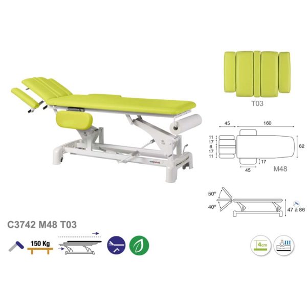 C3742 Ecopostural table de massage hydraulique en 2 plans